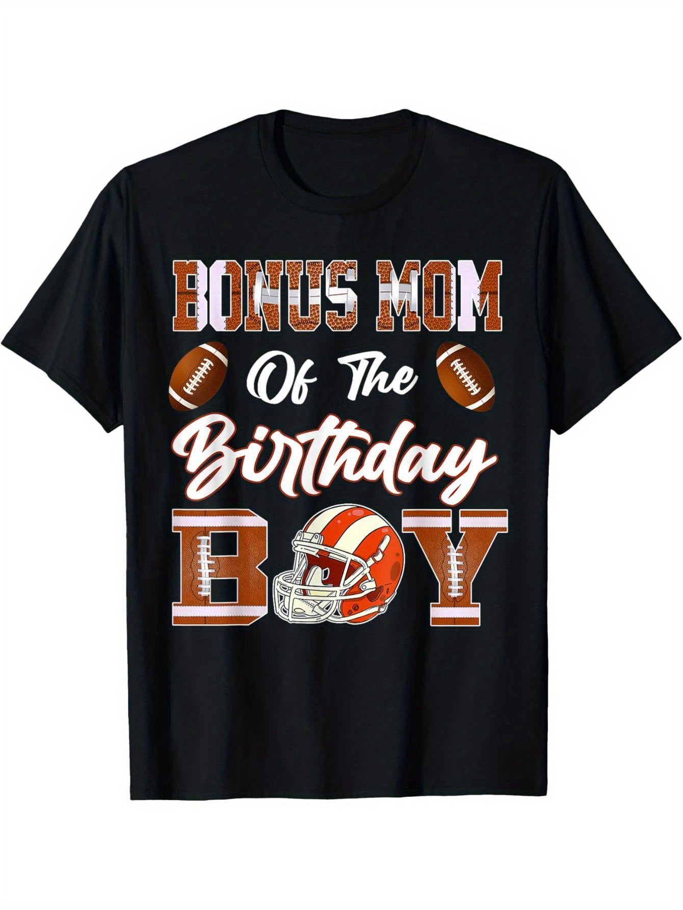 Birthday boy's mom gives away American football fan T-shirts