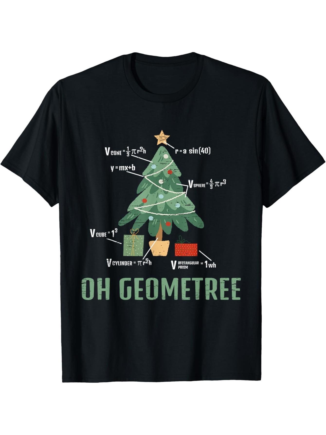 Oh Geometree Mathematician, Math Teacher, Christmas Geometry T-Shirt