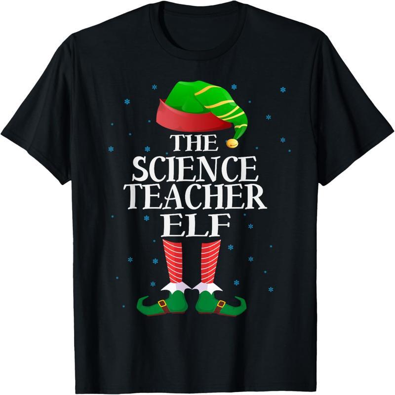 Science Teacher Elf Fun Pairing Pajama Group Christmas T-Shirt