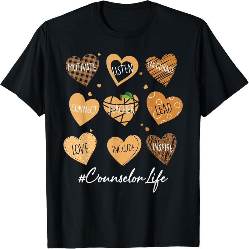 Black Counselor Life Valentine's Day Teaching Love Inspiring T-Shirt