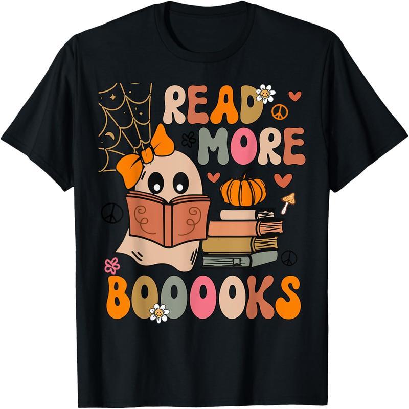 Cute Books Ghost Read More Books Funny Teacher Halloween T-Shirt