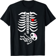 Halloween Baby Girl Pregnancy Announcement Skeleton Mom T-Shirt