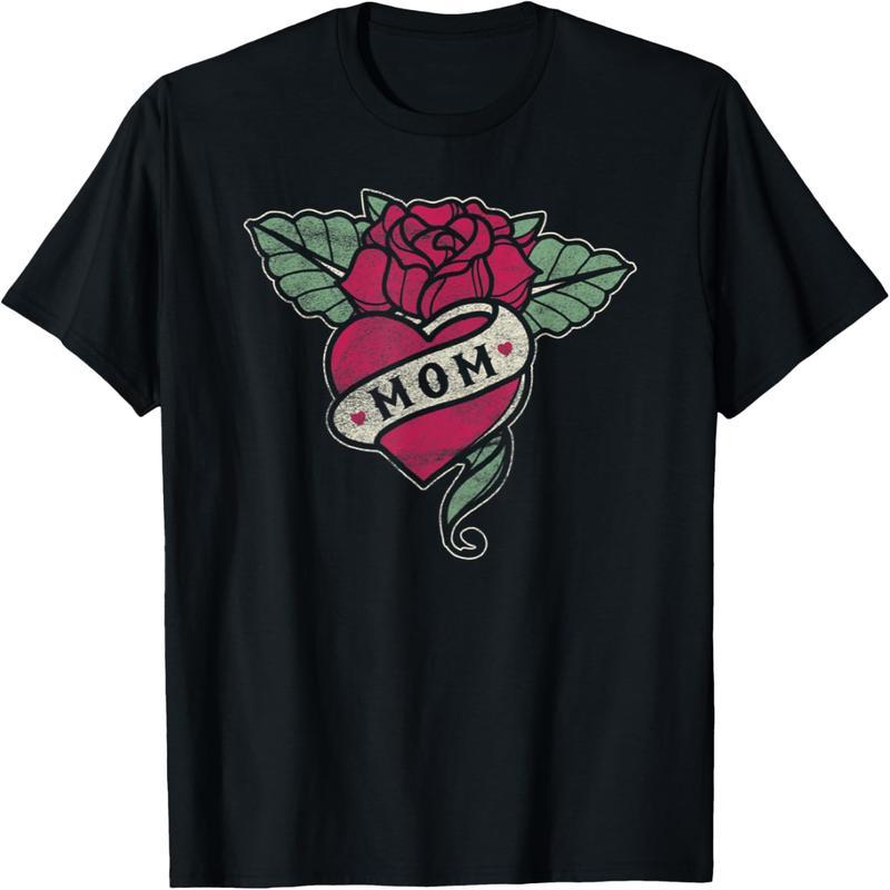Mom Rose Heart Tattoo T-Shirt Valentine's Day Mother's Day T-Shirt