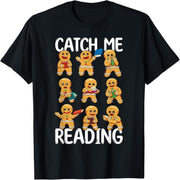 Look at me reading Christmas gingerbread man teacher book t-shirt