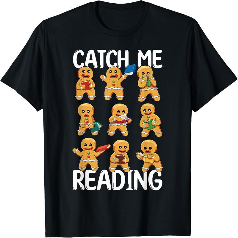 Look at me reading Christmas gingerbread man teacher book t-shirt