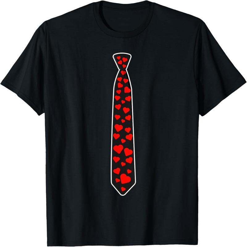 Fun Red Heart Tie Valentine's Day Tie Gift for Boys Men's T-Shirt