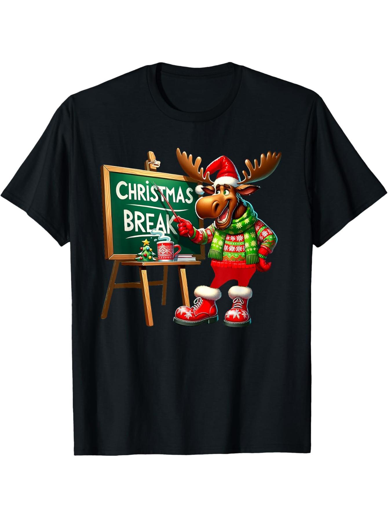 Christmas Vintage Moose Christmas Holiday Teacher T-Shirt