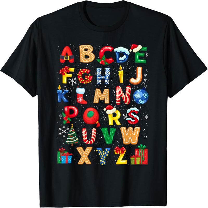Christmas Alphabet ABC Cute Christmas Preschool Teacher Men's and Women's T-Shirts