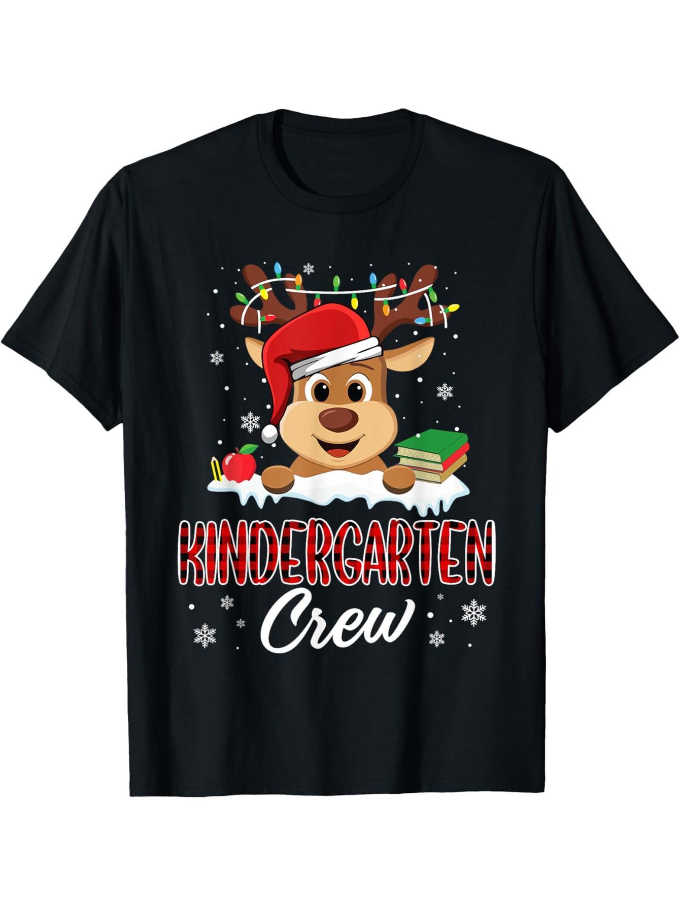 Kindergarten Staff Fun Reindeer Teacher Student Christmas T-Shirt