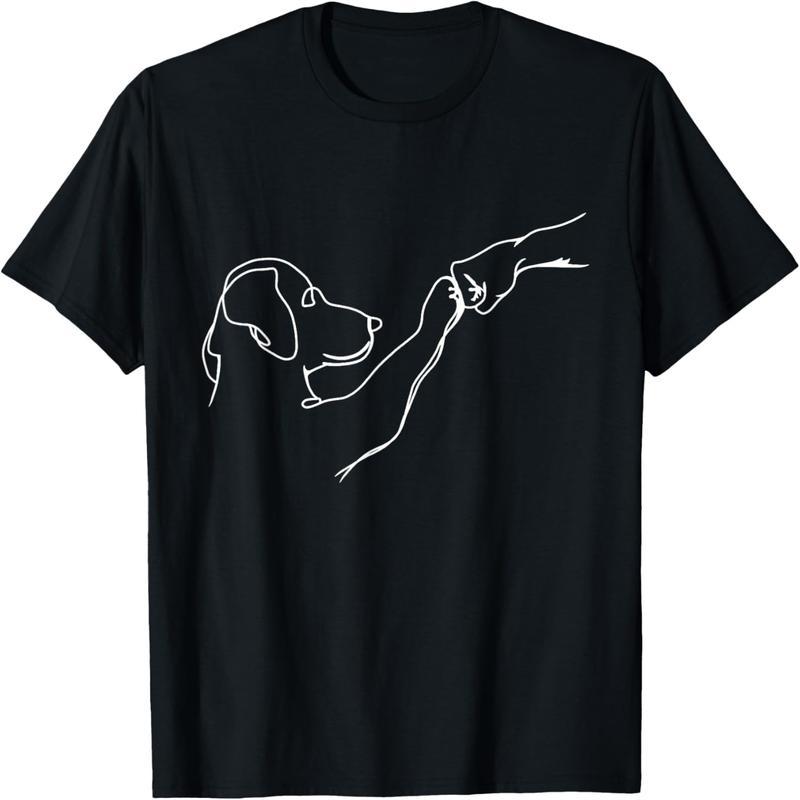 Dog and Man Fighter Dog Man Friendship Bumping Dog Paws T-Shirt