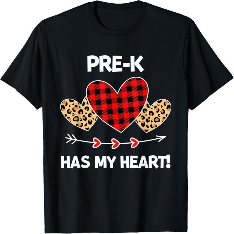 Pre-k Has My Heart Buffalo Plaid Valentine's Day T-Shirt