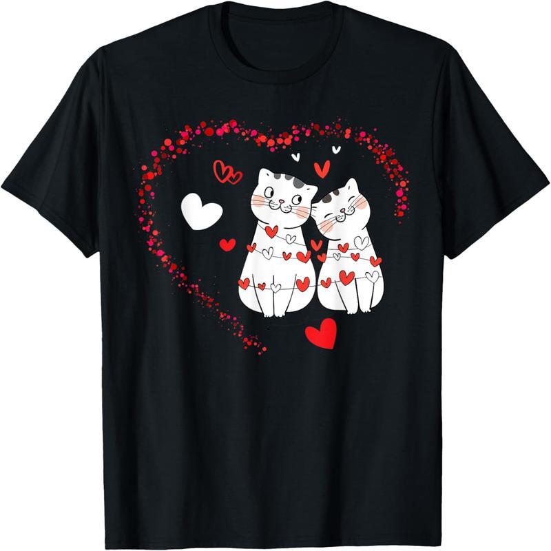 Valentine's Day Cat with Heart Boy Girl Valentine's Day Gift T-Shirt
