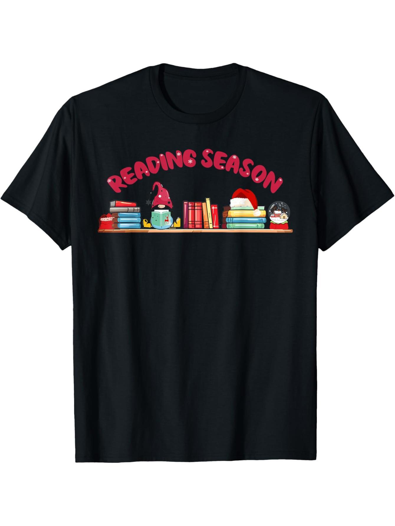 Reading season christmas nerd teacher librarian t-shirt