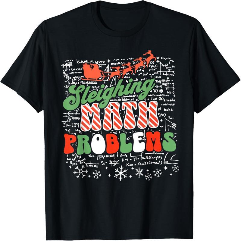 Sleigh Math Problem Math Teacher Christmas T-Shirt
