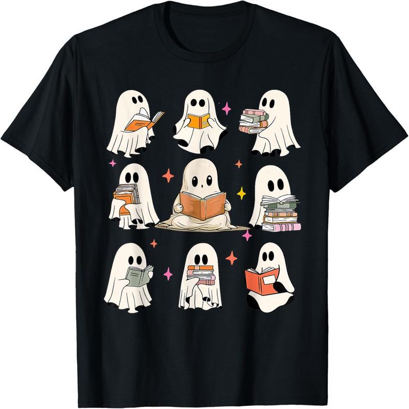 Teacher Halloween trick-or-treating or teaching retro trendy ghost books for boys and girls T-shirts