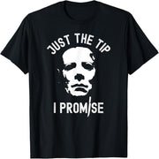 Just a hint I promise serial killer masks funny halloween t-shirts