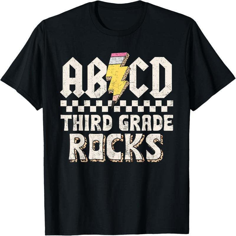 ABCD 3rd Grade Rock Back to School 3rd Grade Teacher Boys, Girls T-Shirt