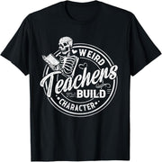 Weird Teacher Characters Funny Skull Book Halloween T-Shirt