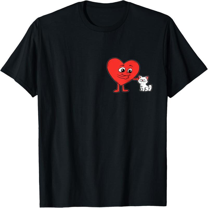Heart-shaped cat Valentine's Day cute kitten lover kitten love T-shirt