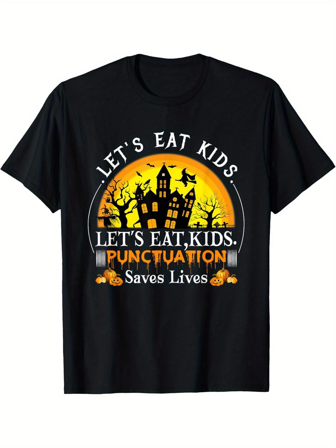 Halloween Eats Boys, Girls Punctuation Saves Lives English Teacher T-Shirt