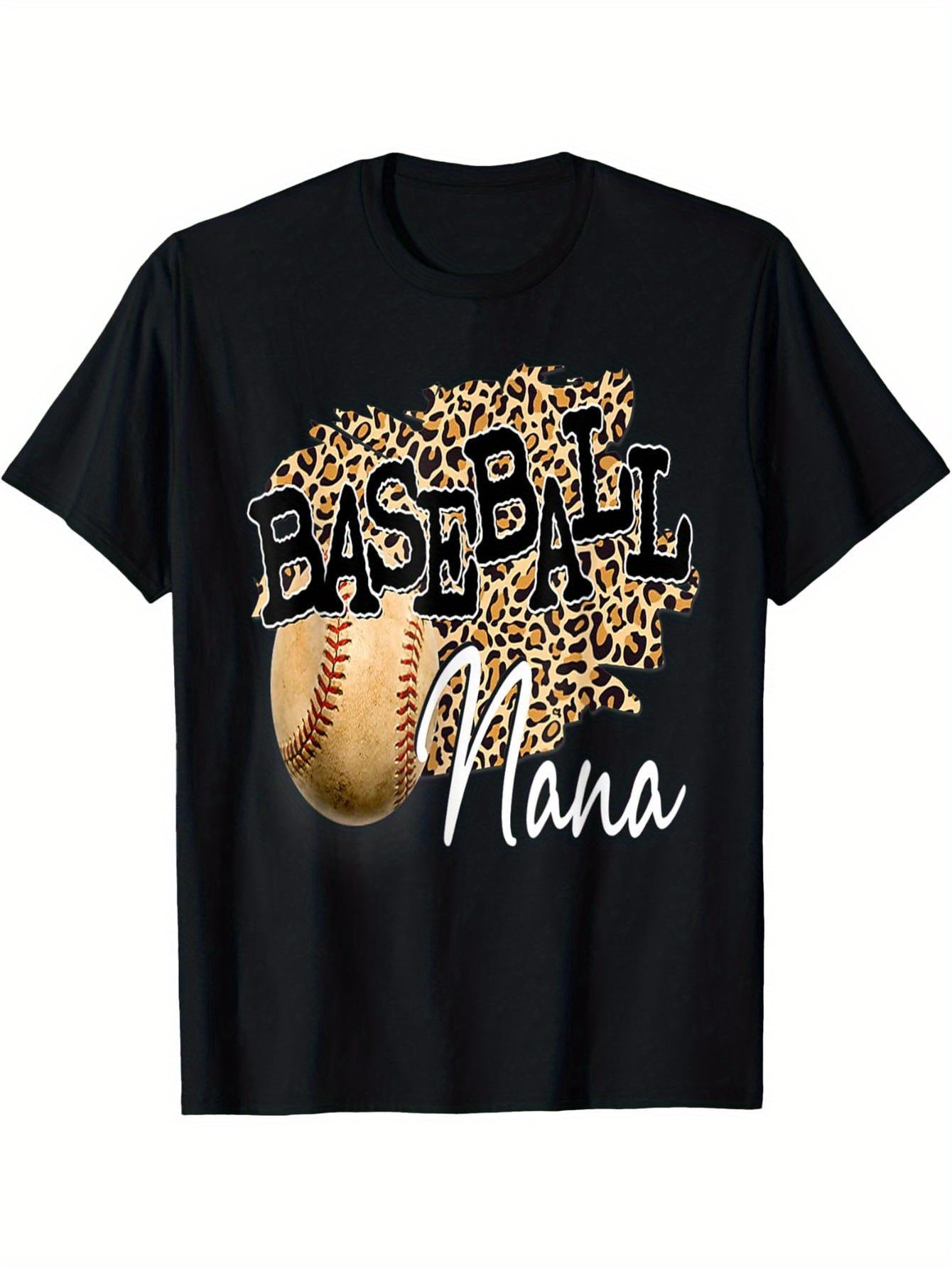 Baseball Nana Leopard Mother's Day T-Shirt for Boys and Girls