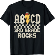 ABCD 3rd Grade Rock Pencil Lightning Teacher Boy Boy, Girl Vintage T-Shirt