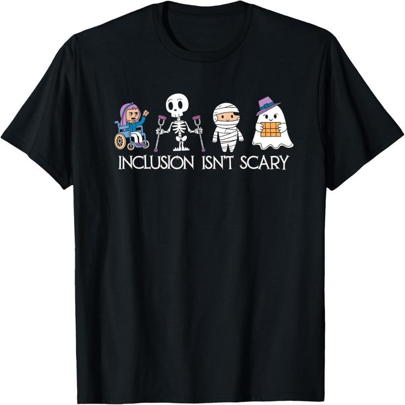 Inclusion Isn't Scary SLP Halloween Special Education Teacher Ghost Mummy T-Shirt