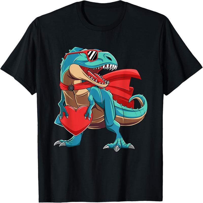 Heart-Shaped Tyrannosaurus Rex Dinosaur Fun Valentine's Day Gift Boy Girl T-Shirt