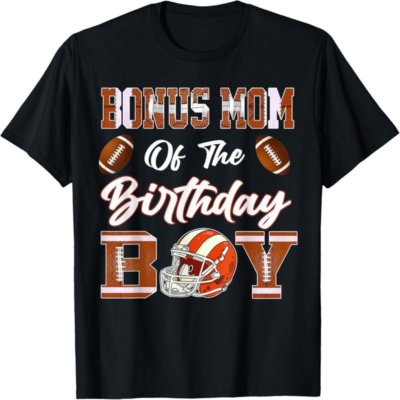 Birthday boy's mom gives away American football fan T-shirts