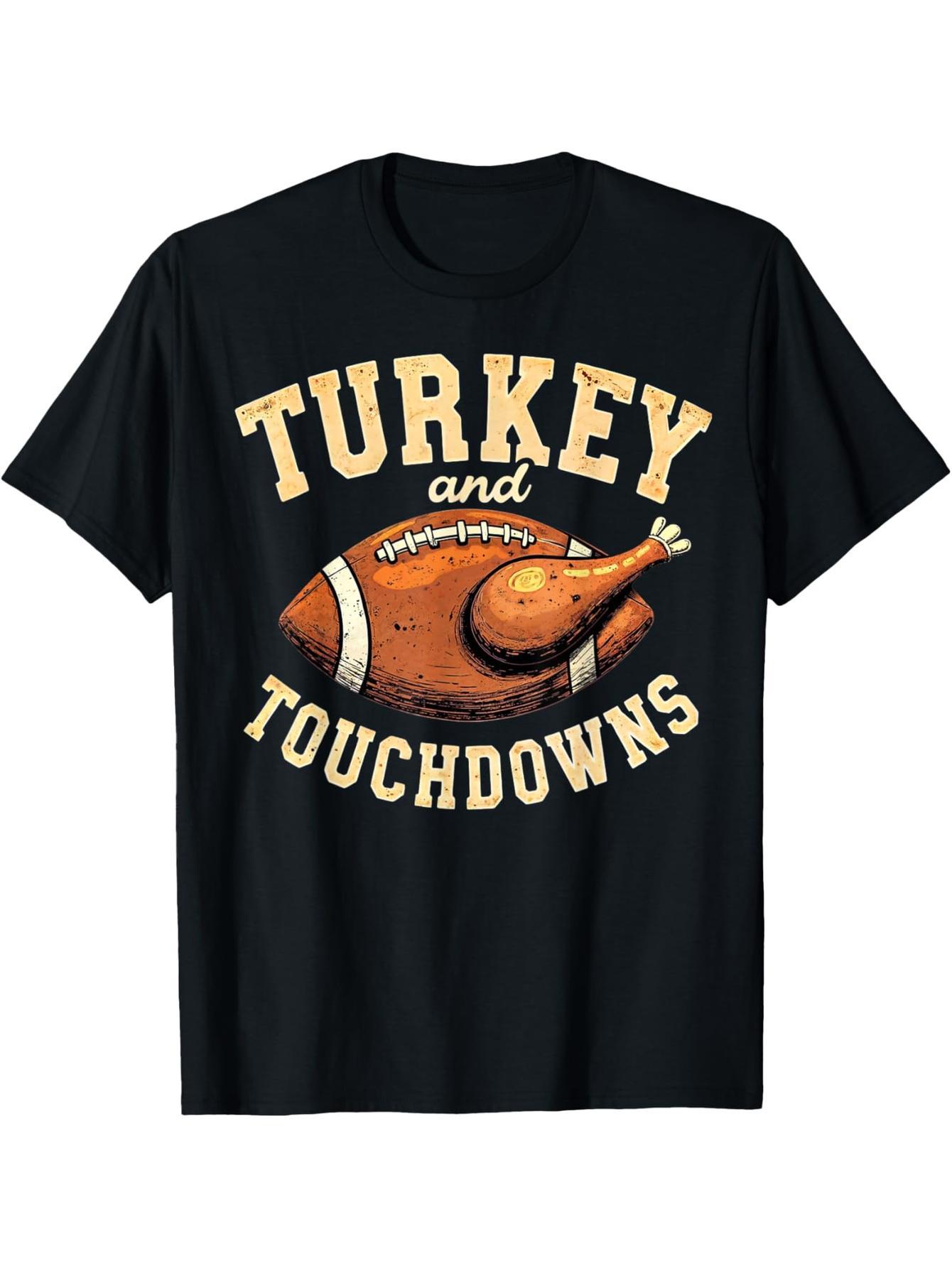 Thanksgiving Turkey and Touchdown Football Boys T-Shirt