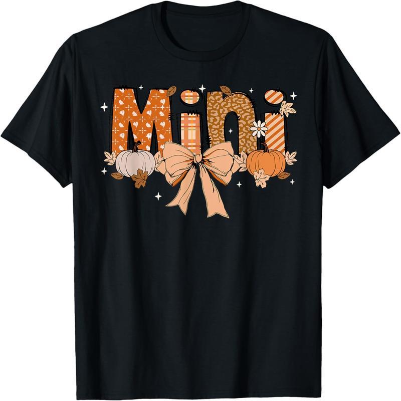 Mini Pumpkin Fall Coquette Bow Thanksgiving Mom Women's T-Shirt