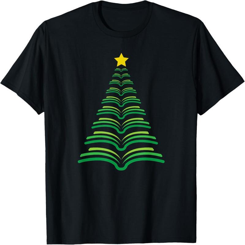 Teacher Librarian Christmas Book Tree Gift Gift T-Shirt