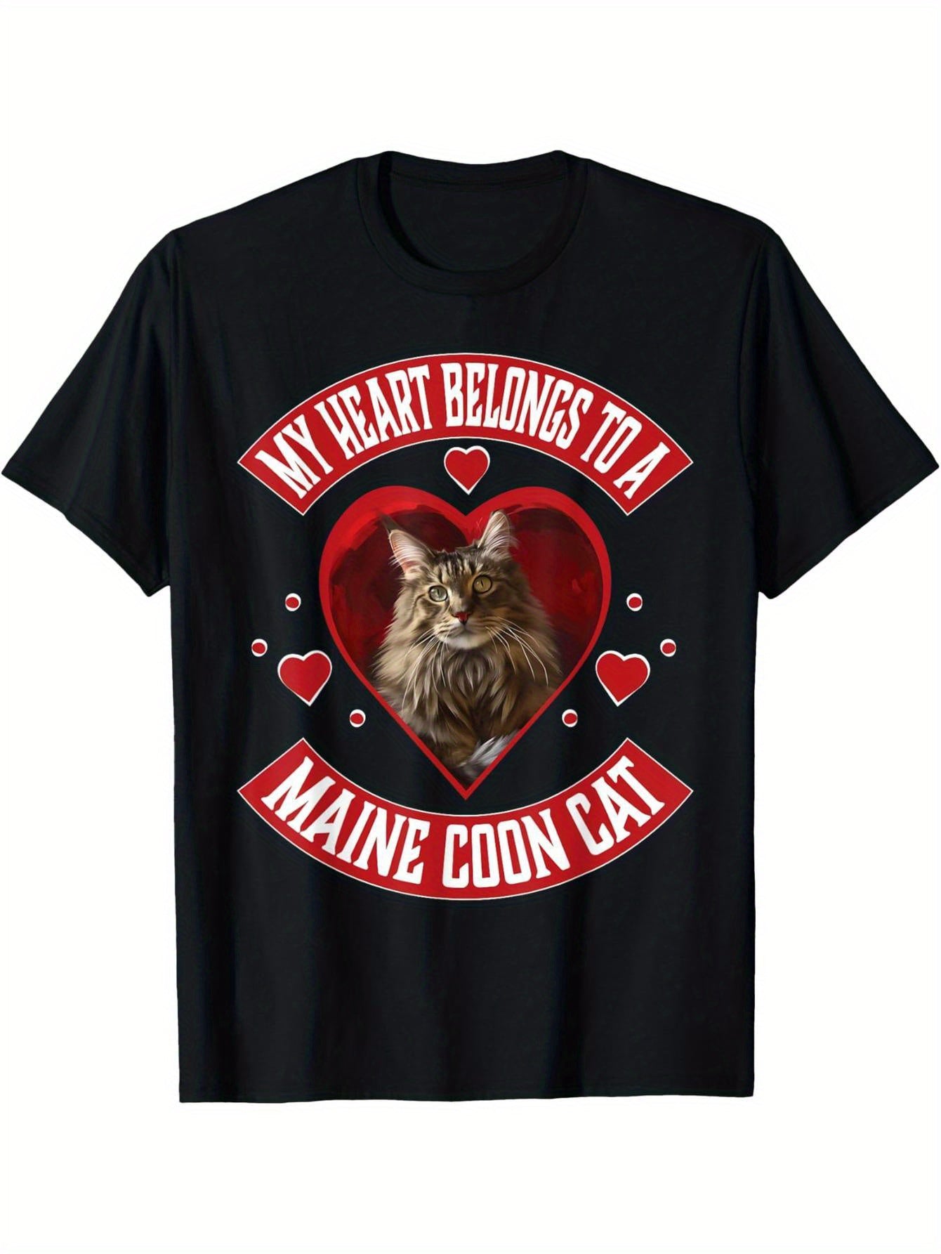Maine Cat Valentine's Day Hearts Mom Dad Cat Lovers T-Shirt