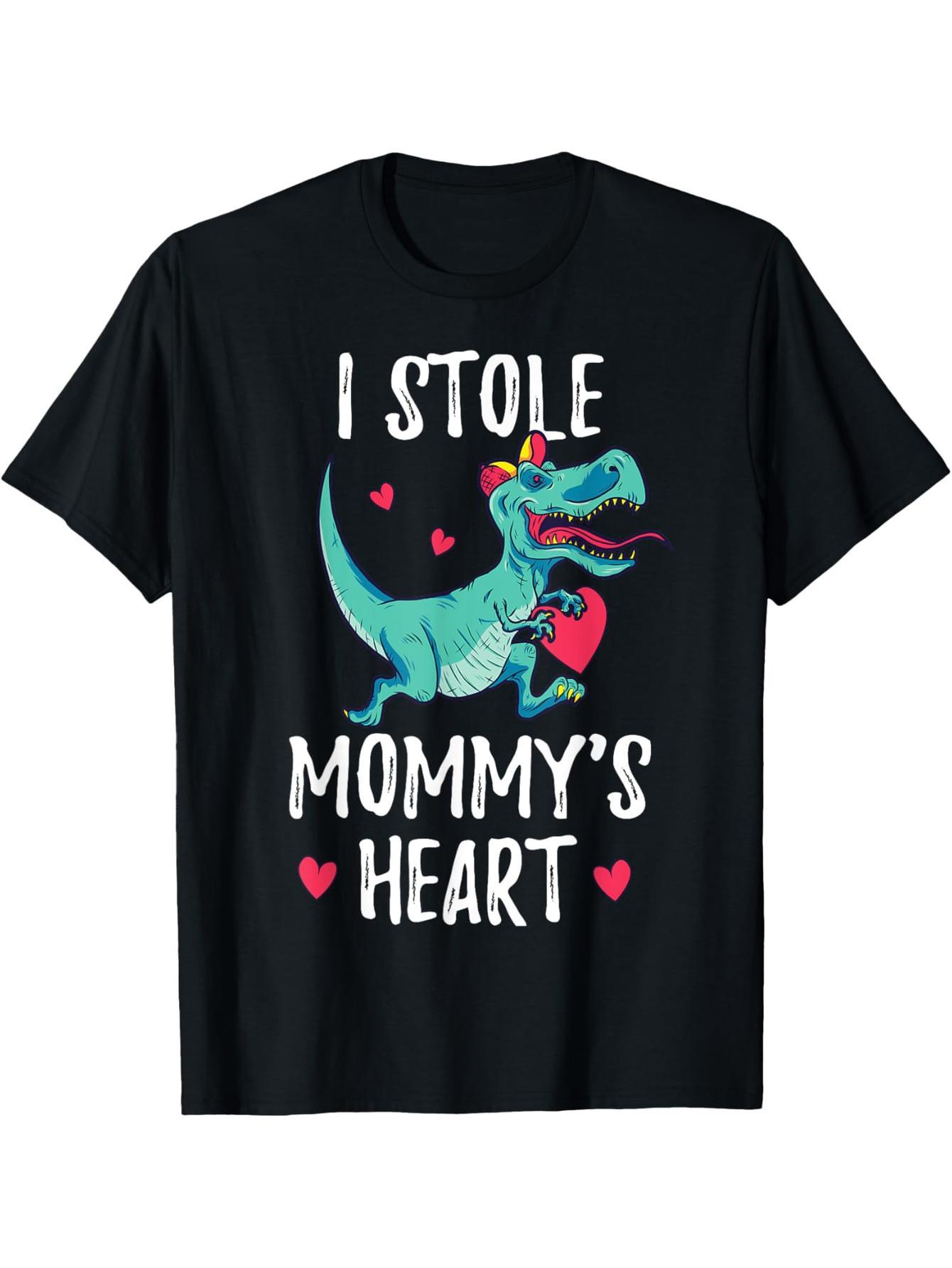 I Stole Mom's Heart Valentine's Day Dinosaur Shirt Gift Son T-Shirt