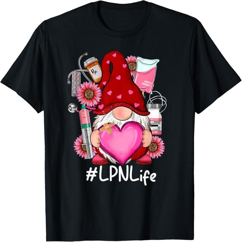 Gnome Valentine LPN Nurse Care Valentine's Day T-Shirt