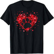 Valentine's Day dog and cat paw shirt, Valentine's Day cat and dog lover T-shirt