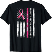 Pink Ribbon US Flag Breast Cancer Awareness T-Shirt