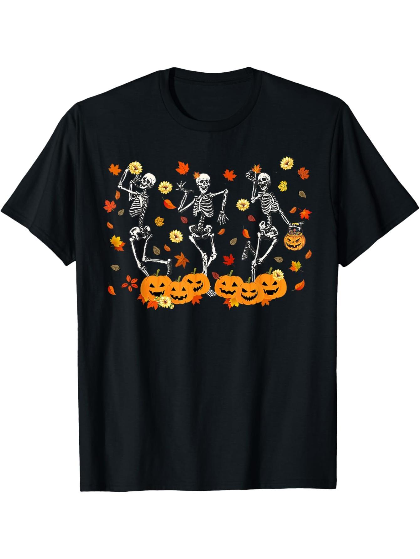 Skull Horror Dance Pumpkin Halloween Men's and Women's Boys and Girls T-Shirts