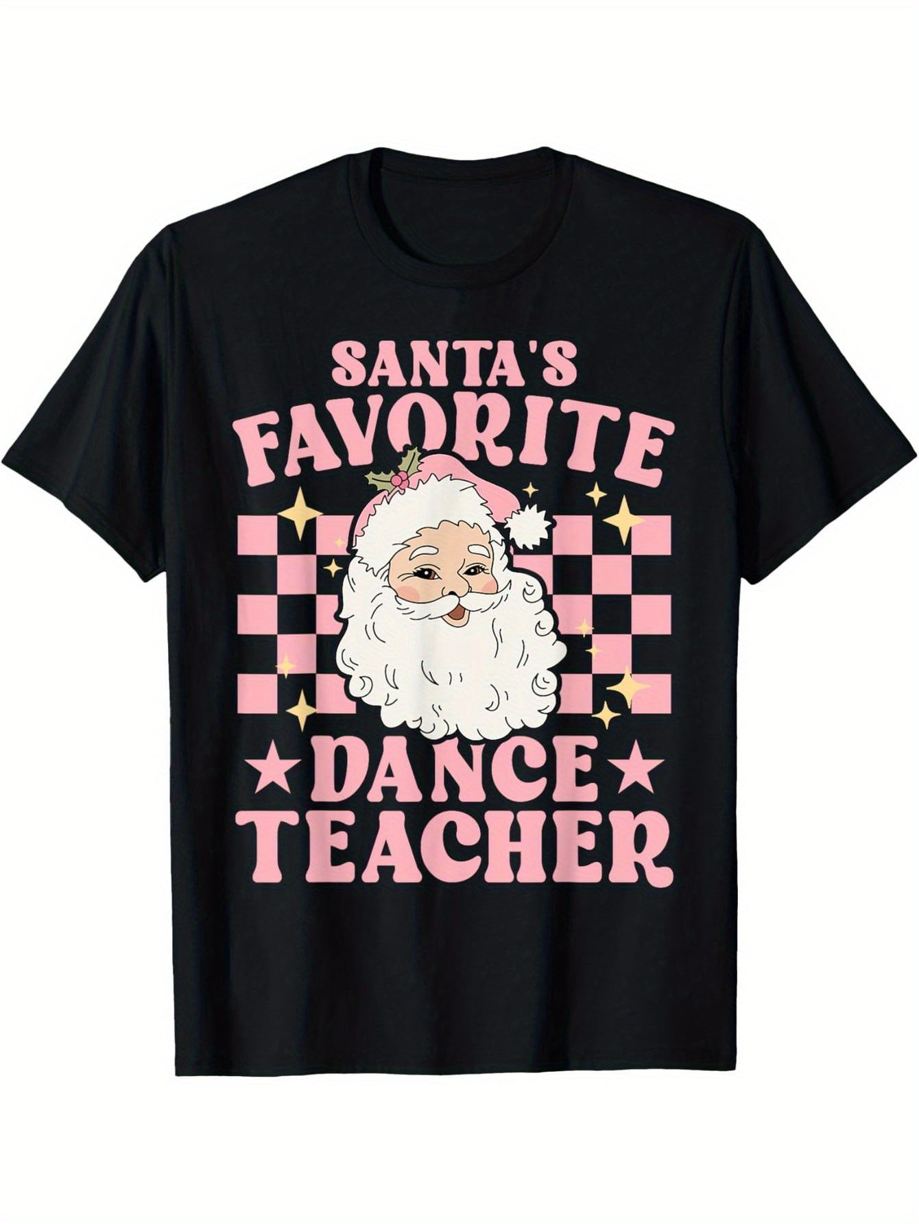 Vintage Pink Santa's Favorite Dance Teacher T-Shirt