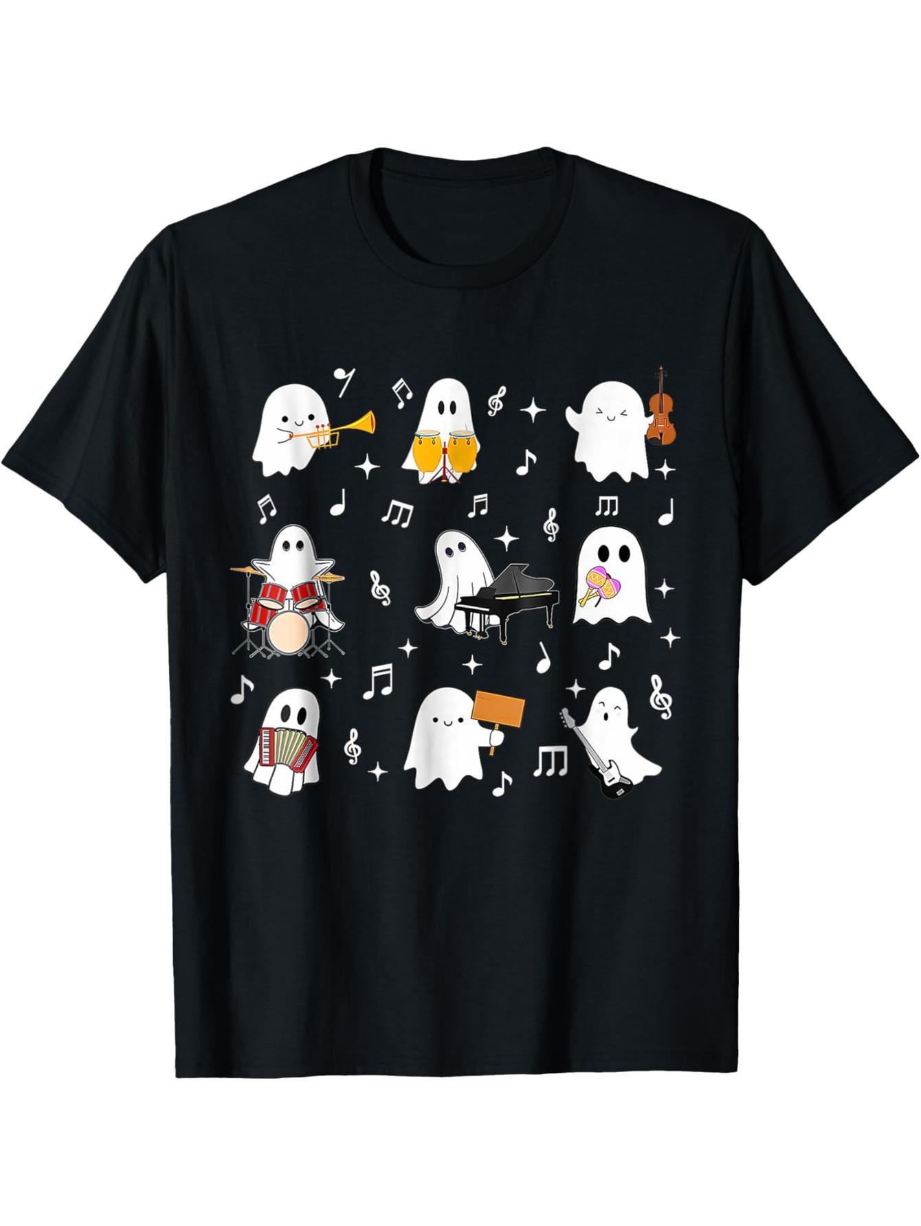 Halloween Music Teacher Gh-ost Playing Instrument T-Shirt