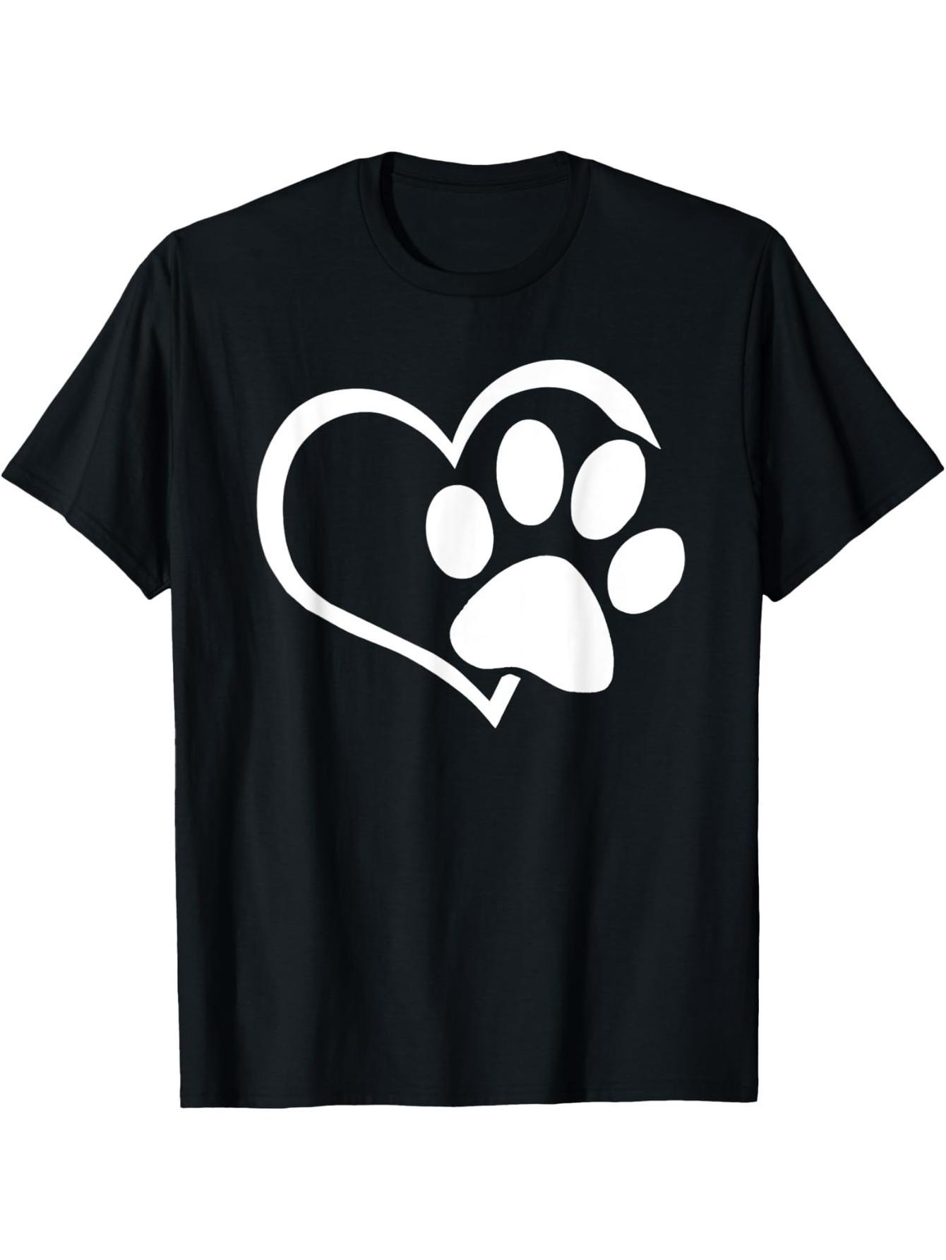 Dog Mom and Dad Puppy Shirt Love Dog Paw Print Heart Shaped Women's Men's T-Shirt