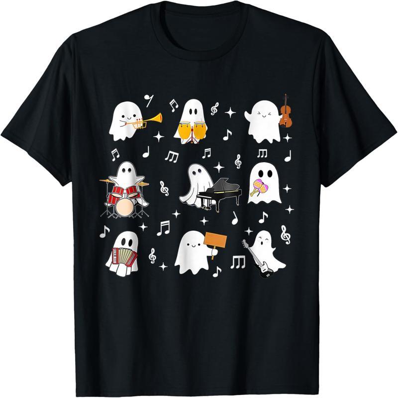 Halloween Music Teacher Gh-ost Playing Instrument T-Shirt