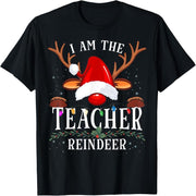 I am a teacher reindeer christmas family t-shirt