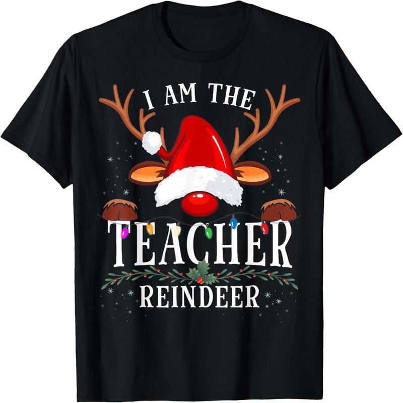 I am a teacher reindeer christmas family t-shirt