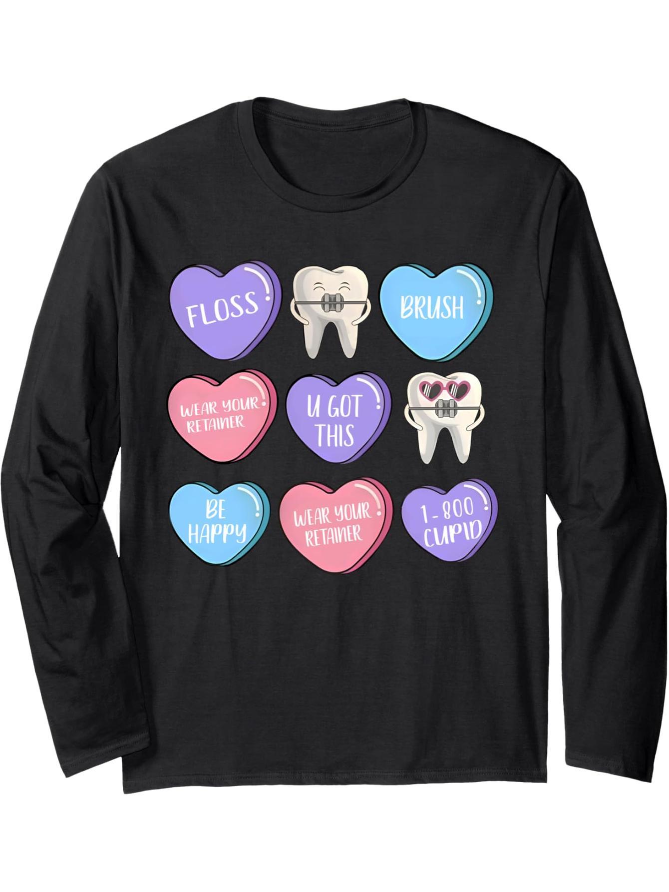 Orthodontic Dental Team Happy Valentine's Day Men's and Women's Long Sleeve T-Shirt
