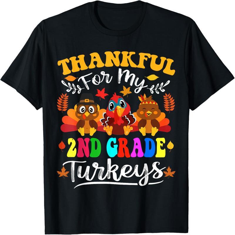 Thank You to My Second Grade Turkey Thanksgiving Teacher Fall T-Shirt