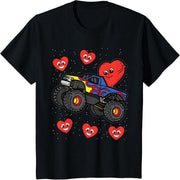 Boy, Girl Heart Ride Monster Truck Valentine Car Lovers Boy T-Shirt
