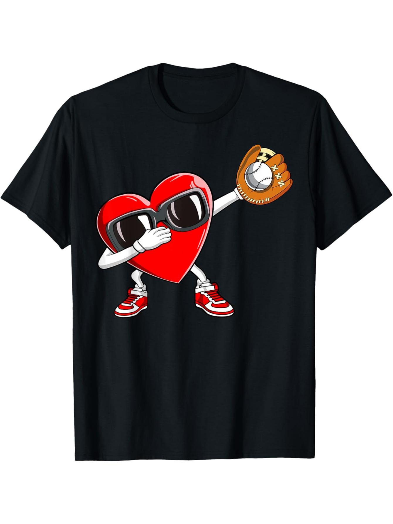 Baseball Valentine's Day Embellished Heart Boys, Girls Boys Baseball T-Shirt
