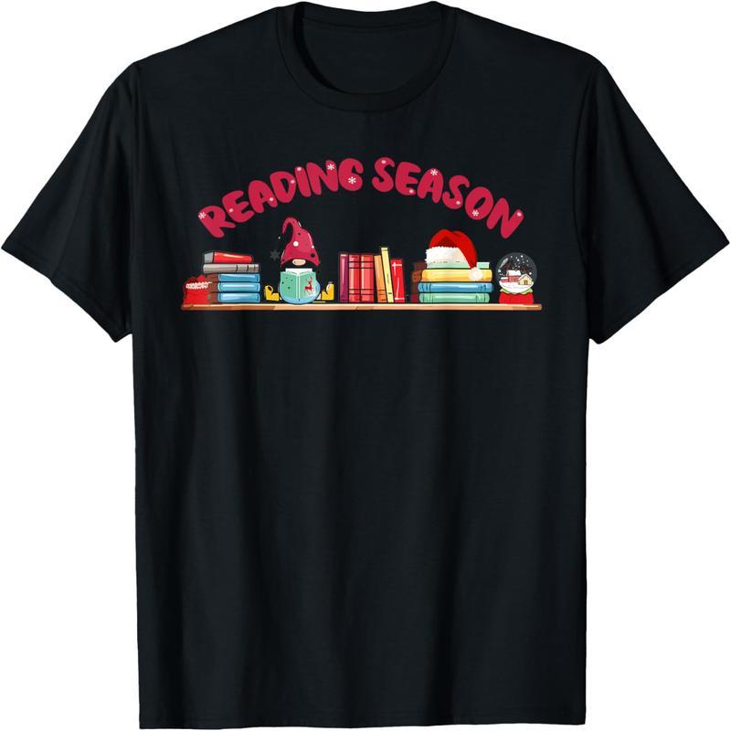 Reading season christmas nerd teacher librarian t-shirt