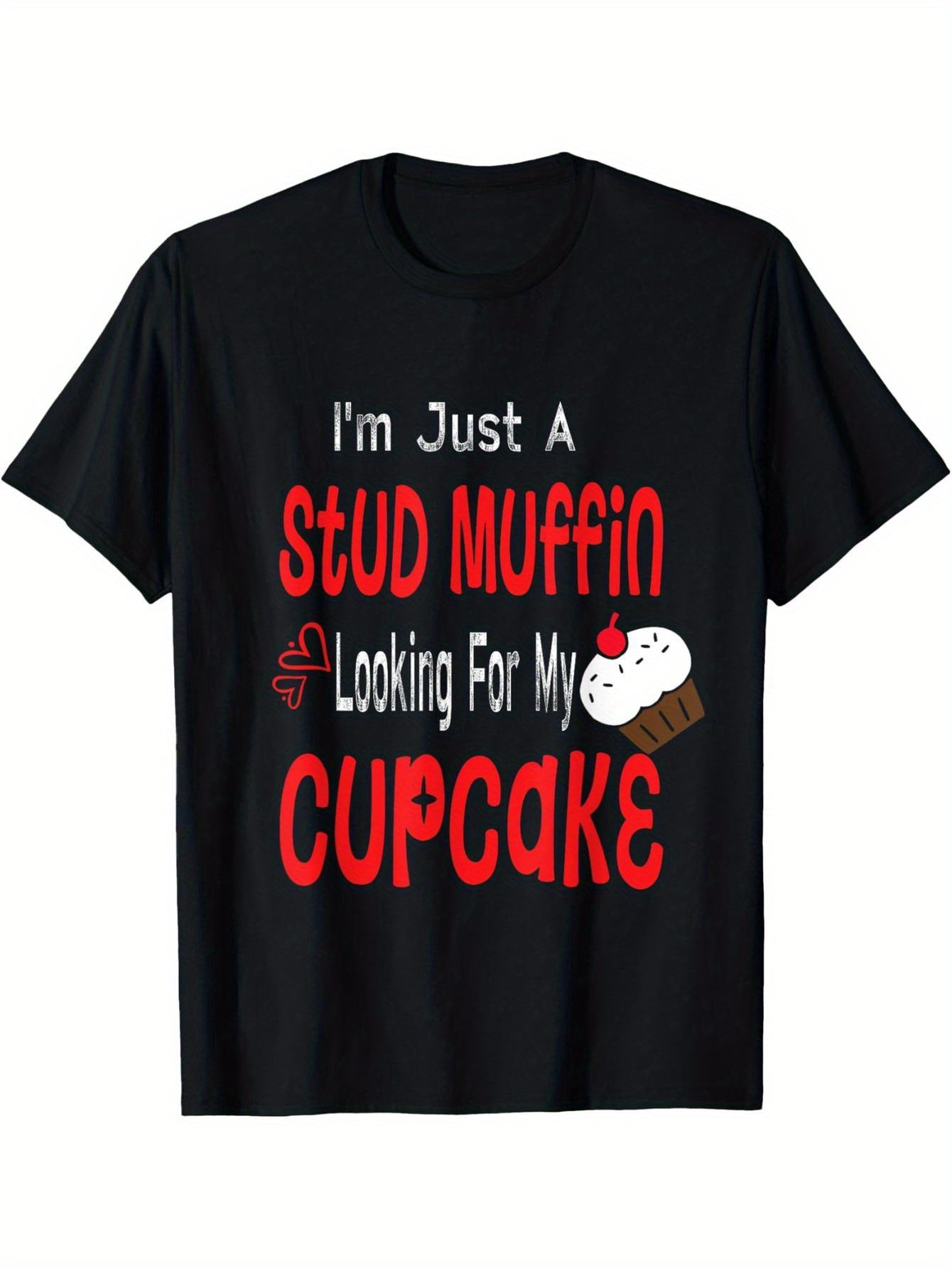Boys Valentine's Day Shirt Just A Stud Muffin Cupcake T-Shirt